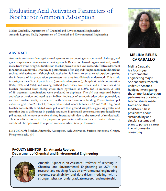 Front page of Melina Caraballo's UCR Research Journal Article