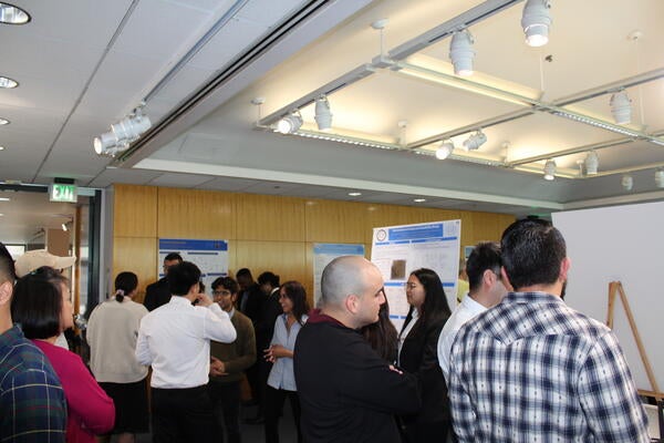 People at senior design poster session